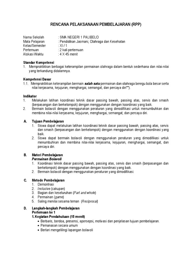 Rpp Penjas Sma Berkarakter Kelas Xii Semester 2 Masbied Pdf Contoh RPP Penjas berkarakter SMA.