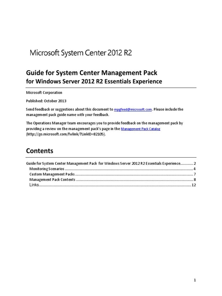 Essentials Guide For System Center Management Pack | PDF | Active ...