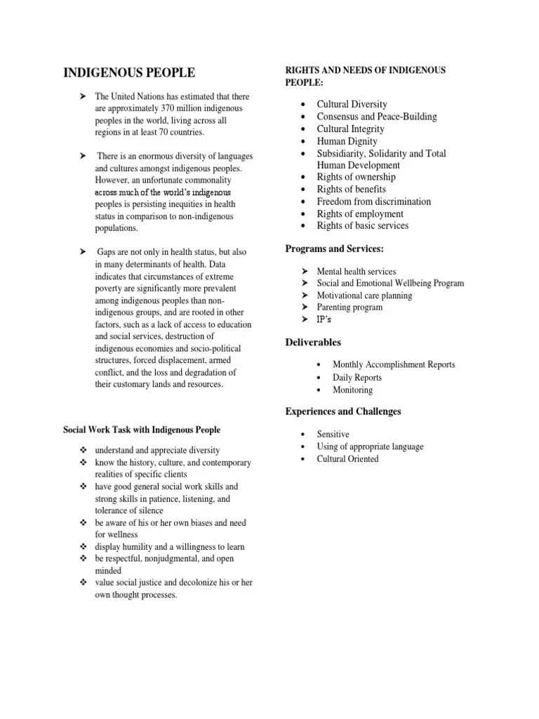 Rights And Needs Of Indigenous People | PDF | Indigenous Peoples | Multiculturalism