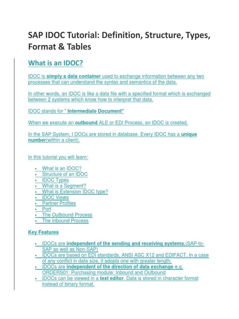 Sap Idoc Tutorial | PDF | Electronic Data Interchange | Computer Data
