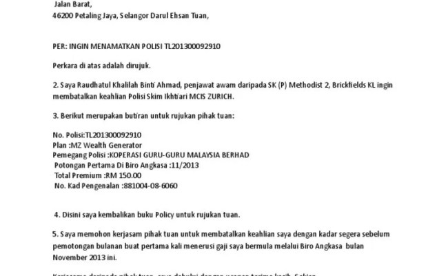 Kementerian komunikasi dan multimedia malaysia (kkmm) telah mengumumkan bantuan peranti mudah alih dan internet untuk rakyat malaysia iaitu pakej remaja keluarga malaysia dan peranti keluarga malaysia. Batal Contoh Surat Pembatalan Polisi Insurans Surat Rasmi Pembatalan Insurans Contoh Akar Cuitan Dokter