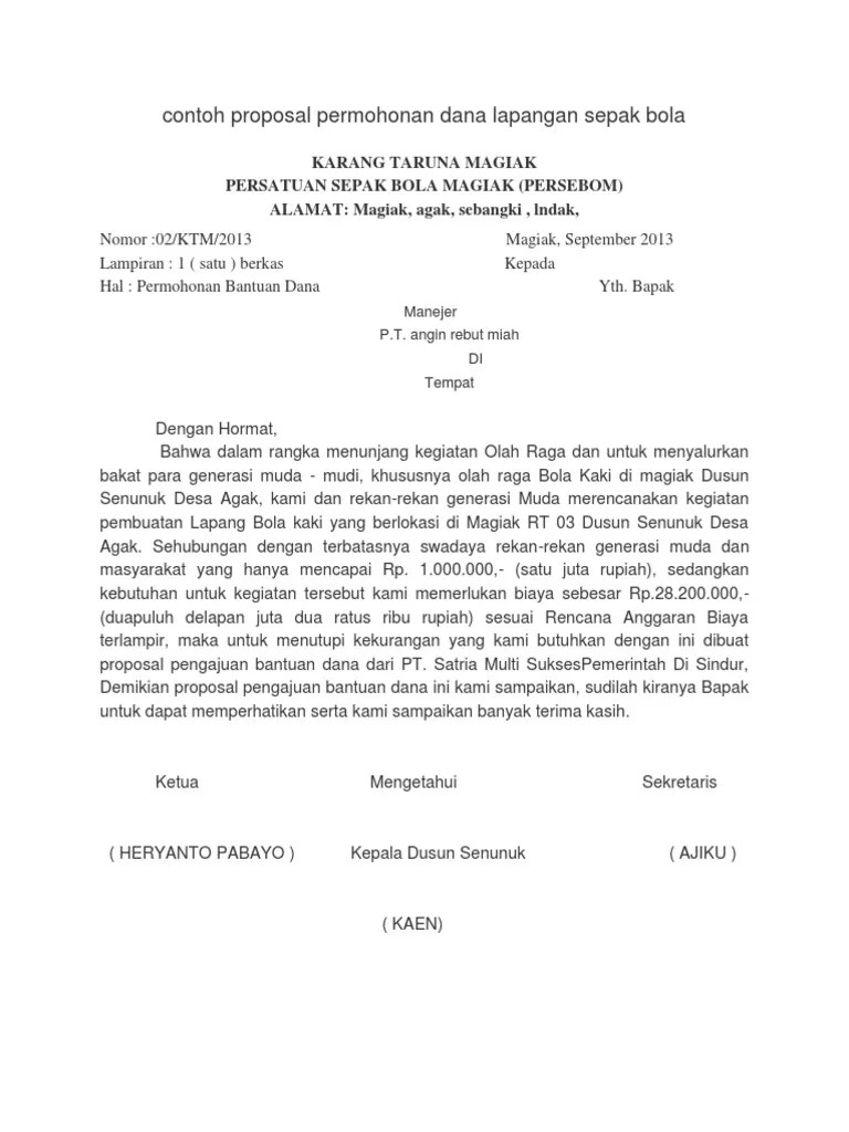 Olah$a a a alah 'alah 'atu a#to$ . 34 Proposal Permohonan Dana Sepak Bola Info Dana Tunai
