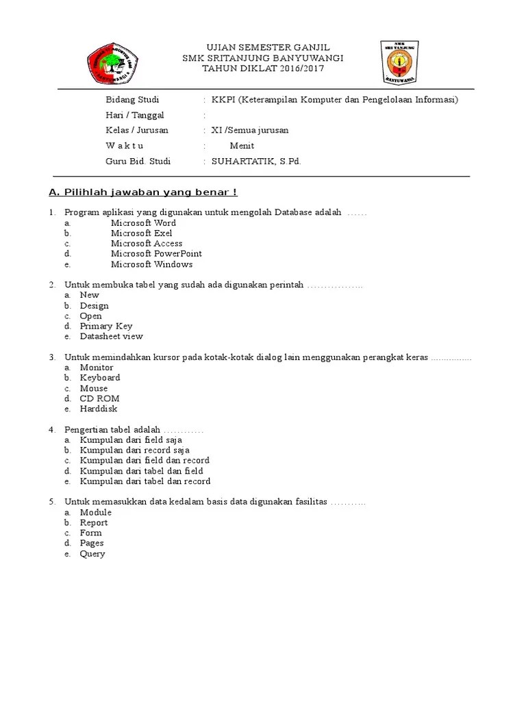 45+ Contoh soal beserta jawaban kls 11 tentang ms access information