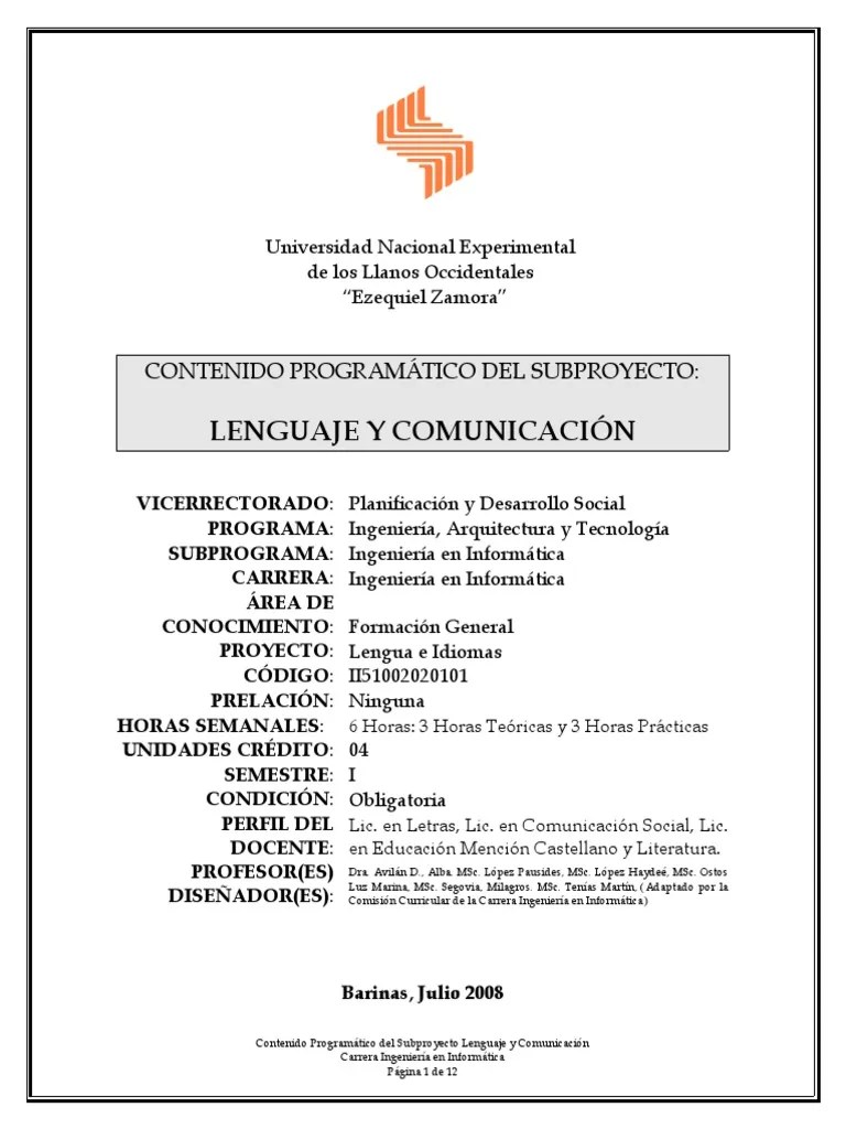 Plan De Estudio Lenguaje Y Comunicacion PDF | PDF | Lectura (proceso ...