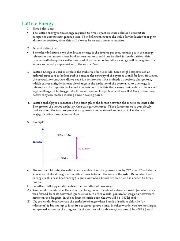 Lattice Energy | PDF | Ion | Atoms