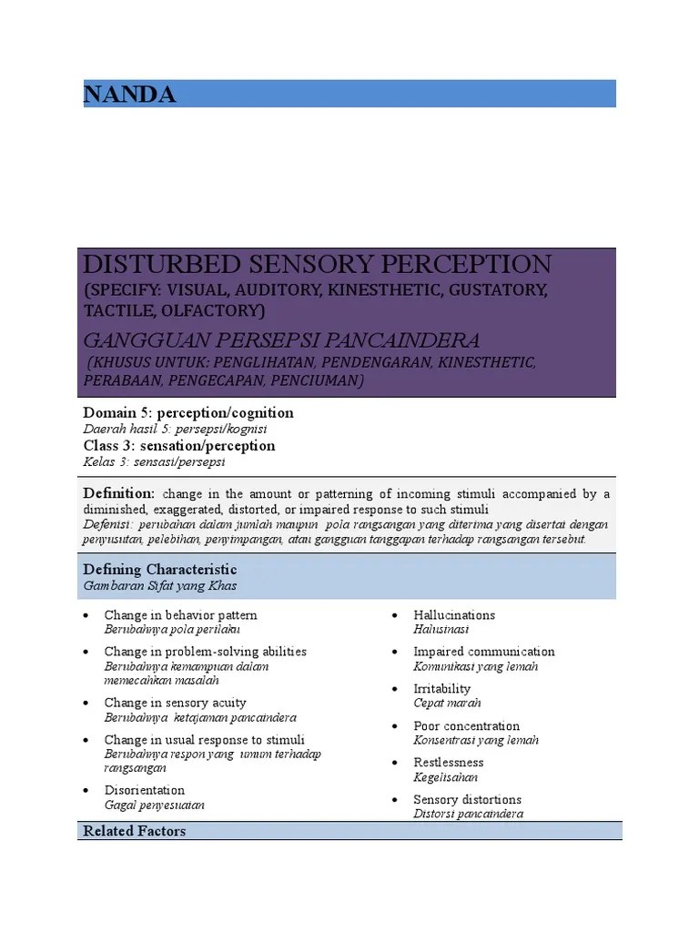 Disturbed Sensory Perception | PDF