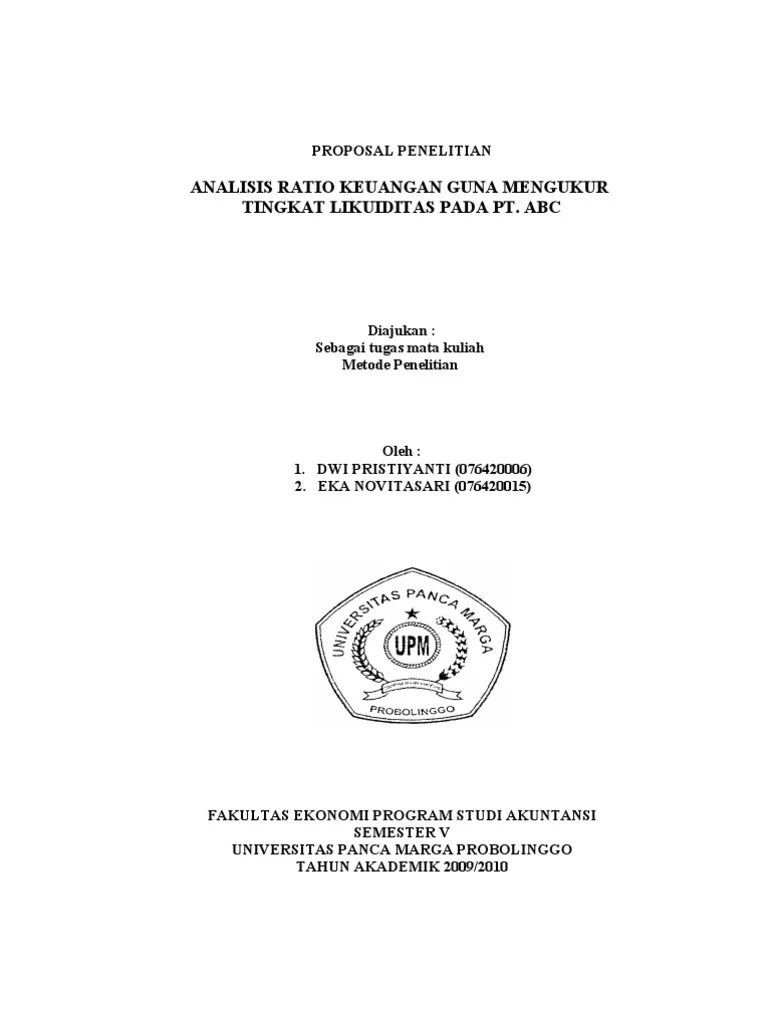125 skripsi akuntansi keuangan kuantitatif mudah dikerjakan. Proposal Penelitian Pdf
