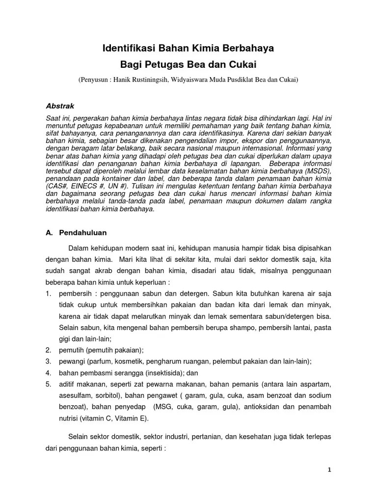 Identifikasi Bahan Kimia Berbahaya Bagi Petugas Bea Cukai | PDF