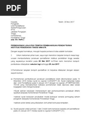 Contoh Surat Lanjutan Tempoh Percubaan - 2