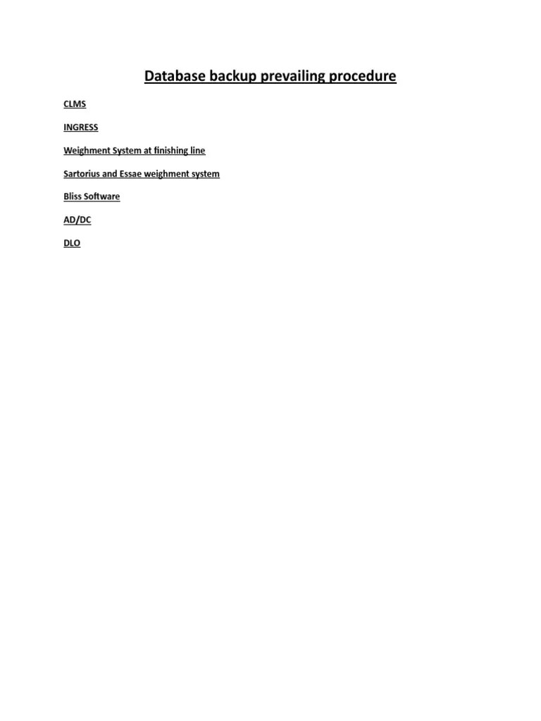 Database Backup Procedure | PDF | Computers