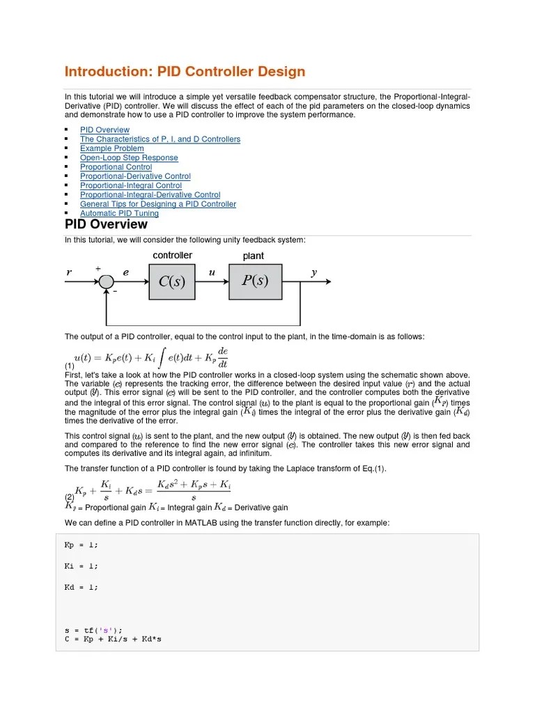 Introduction To PID | PDF | Control Theory | Algorithms