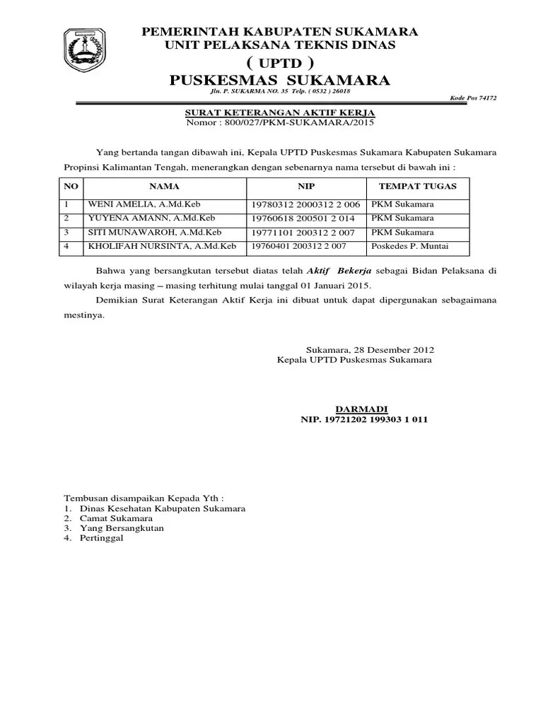 Format surat keterangan aktif kerja yang resmi. Surat Keterangan Aktif Kerja Pdf