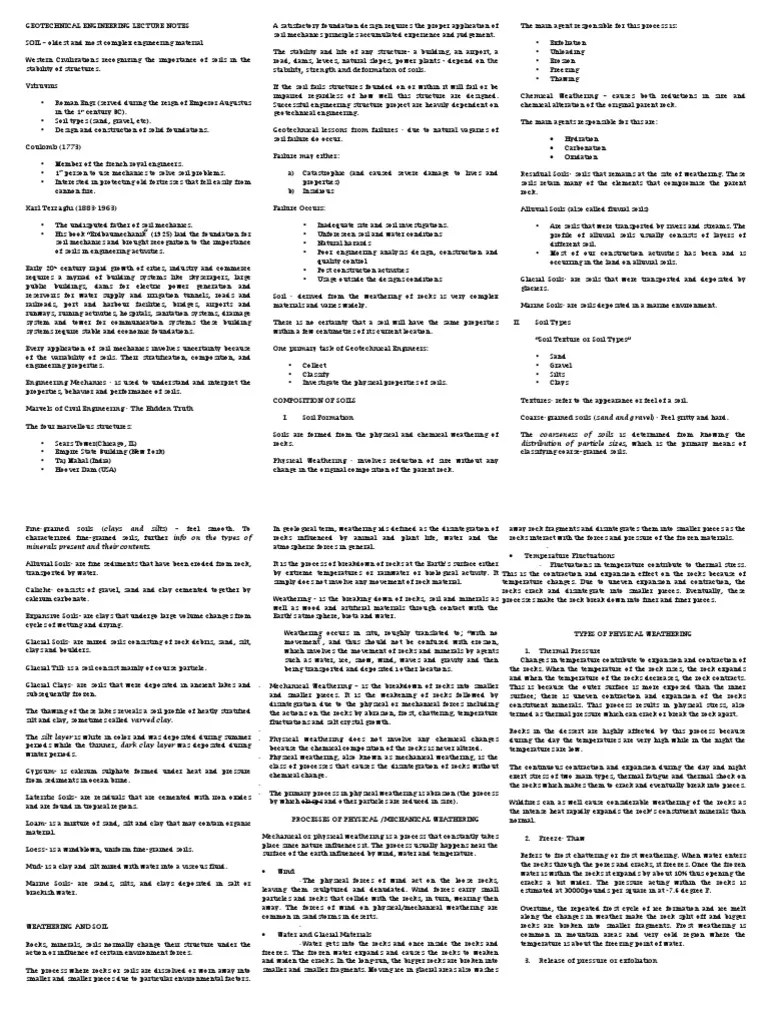 Geotechnical Engineering Lecture Notes | PDF | Weathering | Soil