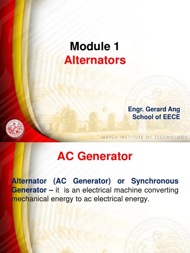 Understanding Alternators: Principles Of Operation, Construction, And Sample Problems | PDF ...