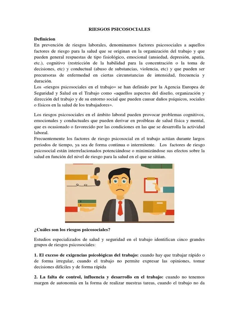 Riesgos Psicosociales | PDF | Depresión (estado De ánimo) | Toma De Decisiones