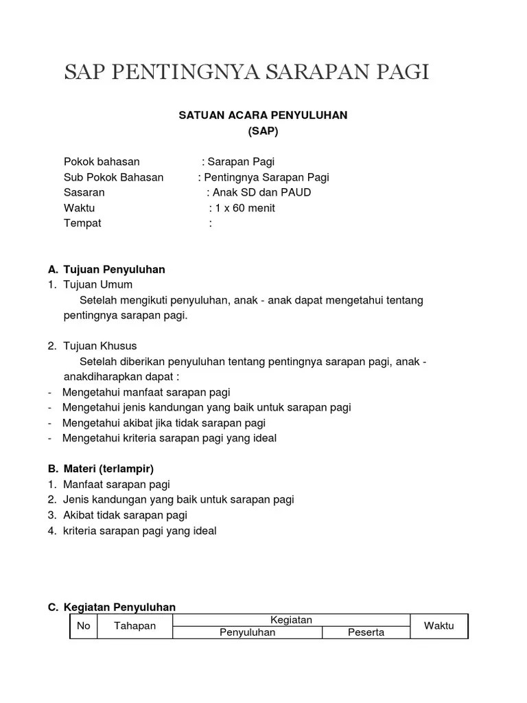 Sap Pentingnya Sarapan Pagi | PDF