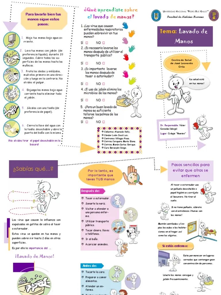 Tríptico De Lavado De Manos | PDF | Lavado De Manos | Bienestar