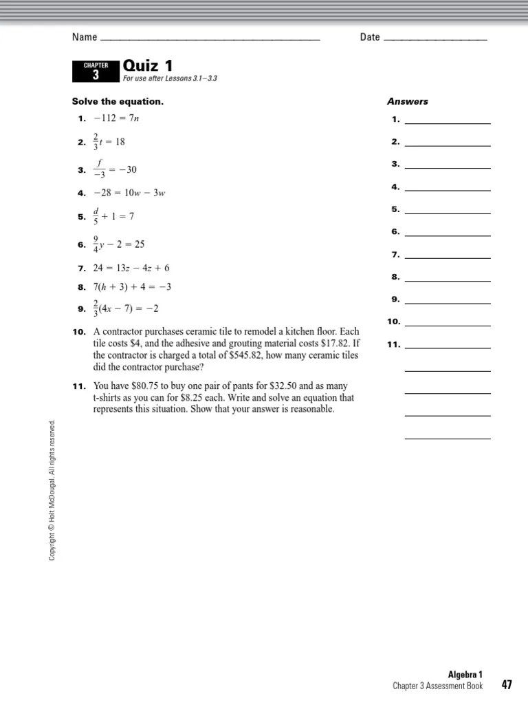Algebra 1 Chapter 8 Test A 19Read Online Holt Geometry Cumulative Test Chapters 9 Answers Algebra 1 Assessment Resources Precalculus is adaptable and designed to fit the needs of a variety of precalculus courses.