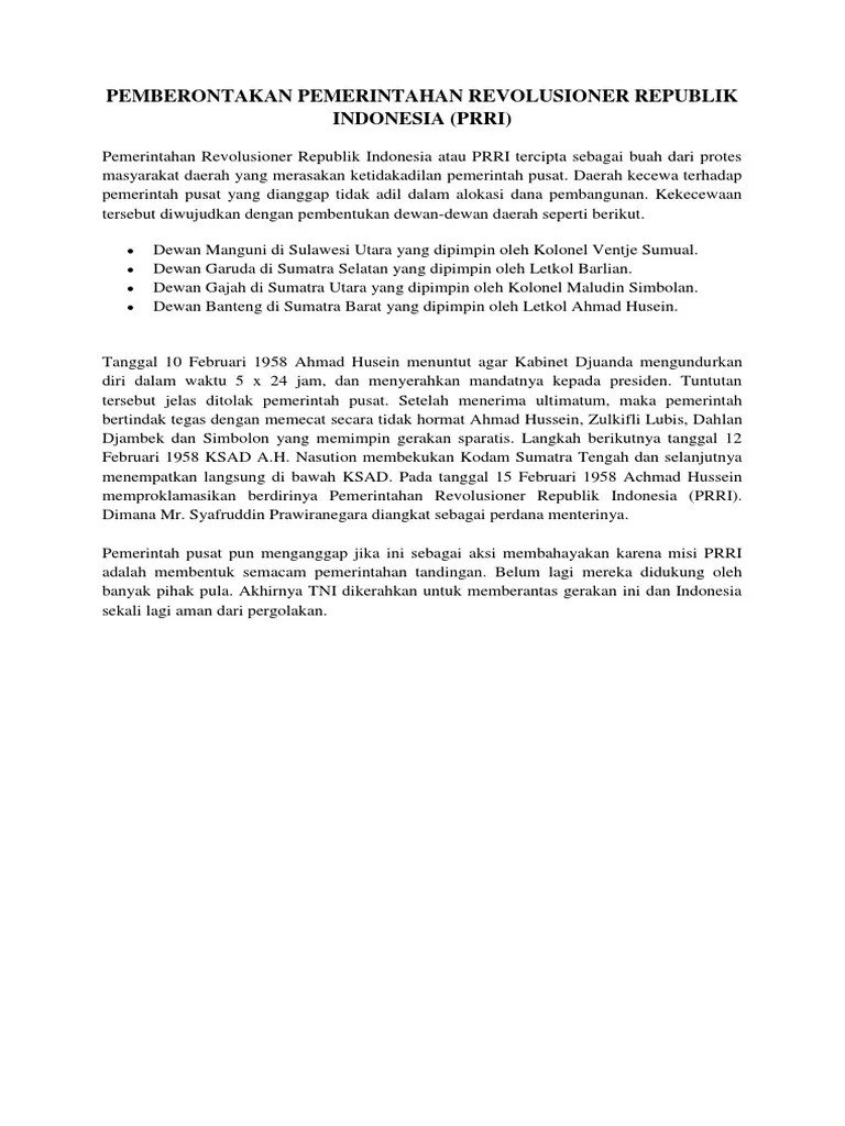 Pemberontakan Pemerintahan Revolusioner Republik Indonesia | PDF