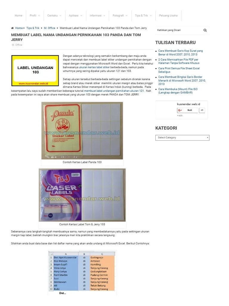 Jika sudah di klik maka akan til. Membuat Label Nama Undangan Pernikahan 103 Panda Dan Tom Jerry Kusnendar Pdf