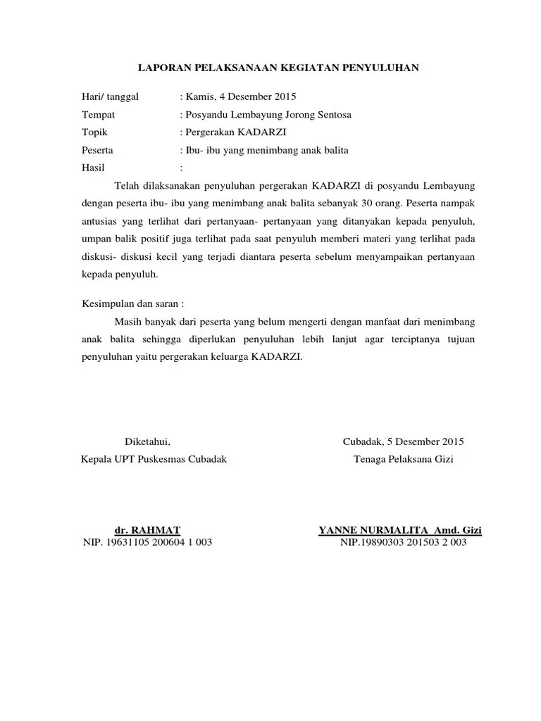 Laporan Hasil Kegiatan Penyuluhan | PDF