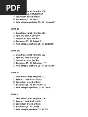 Susunan acara dan soal ujian … Soal Juz Amma Pdf