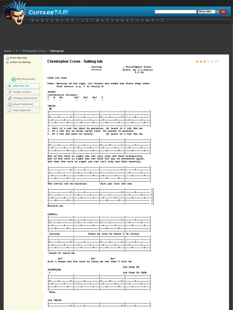 Christopher Cross - ( Sailing Tab ).pdf | Song Structure | Elements Of Music
