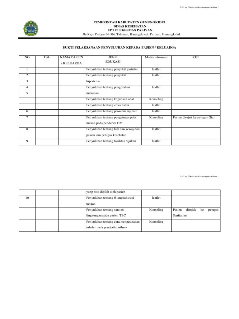 7.8.1 Ep 1 Bukti - Pelaksanaan Penyuluhan | PDF