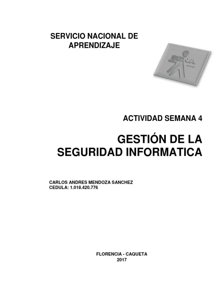 Actvidad Semana 4 Seguridad Informatica | PDF | La Seguridad Informática | Seguridad