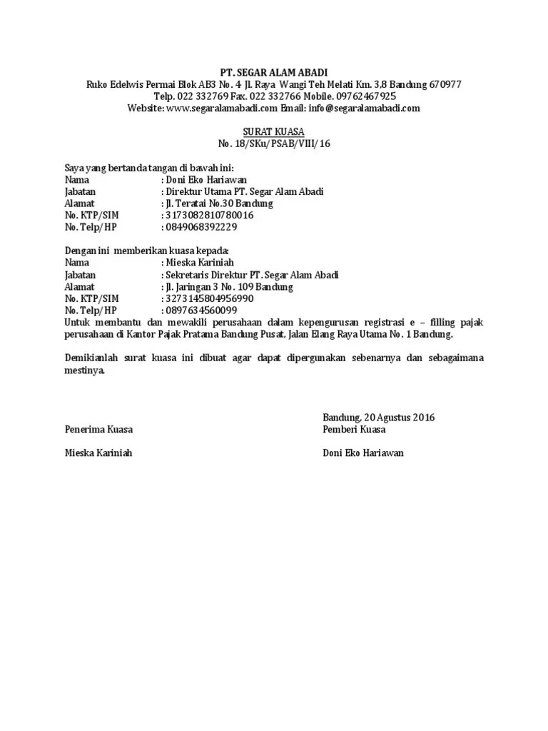 Menulis surat pekerjaan memang merupakan urusan yang mudah. Contoh Surat Kuasa Untuk Lapor Pajak - Seputar Laporan