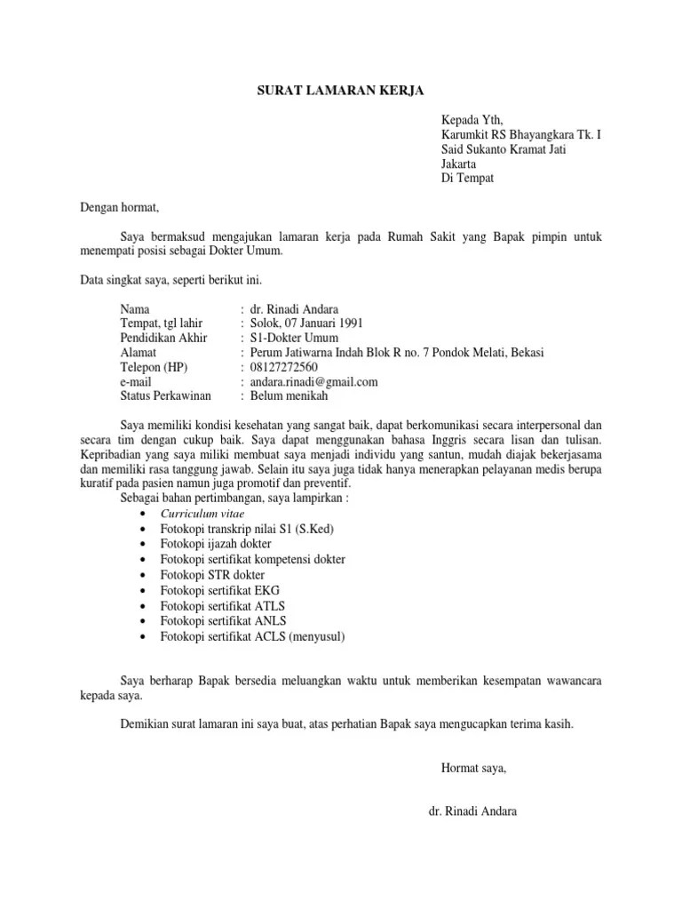 Dengan hormat, yang bertandatangan di bawah ini: Download Surat Lamaran Kerja Perawat Ke Rumah Sakit Dalam Bahasa Inggris Kumpulan Contoh Gambar