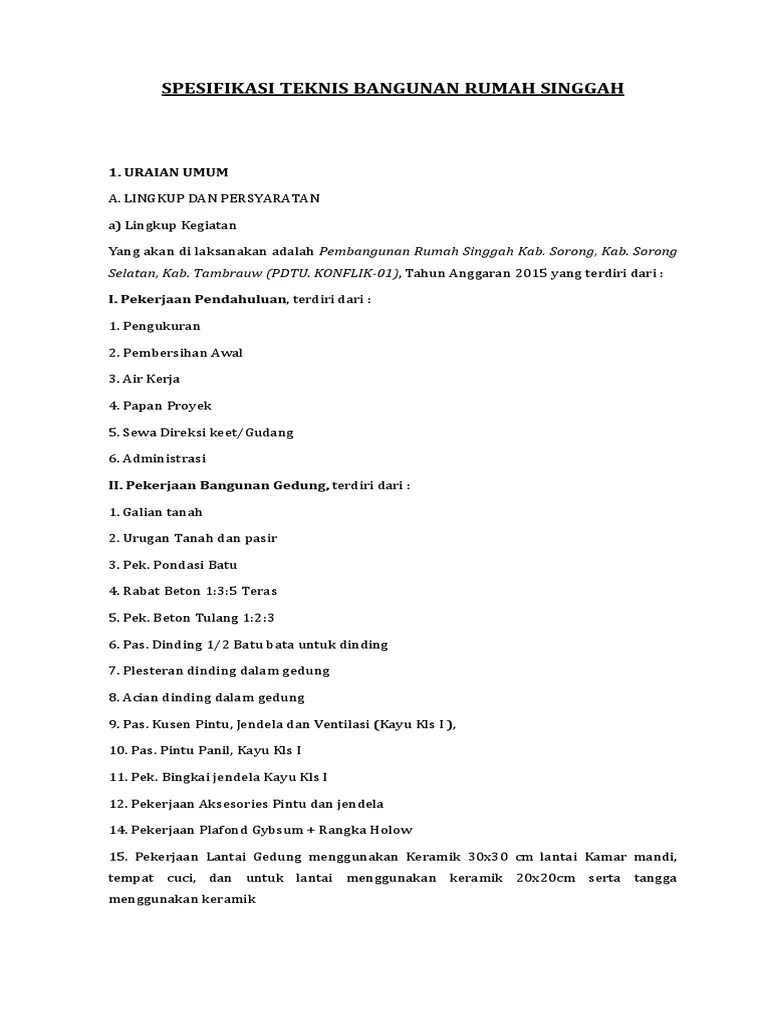 Spesifikasi Teknis Bangunan Gedung | PDF