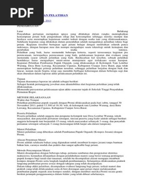 Melalui pendidikan dan pelatihan guru. Contoh Laporan Pelatihan Pdf