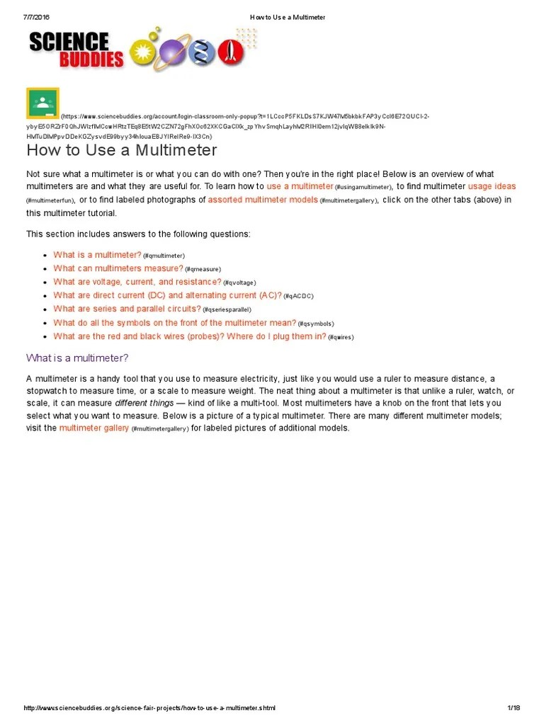 How To Use A Multimeter PDF | PDF | Electric Current | Volt