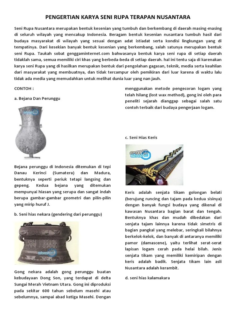 Pengertian Karya Seni Rupa Terapan Nusantara | PDF
