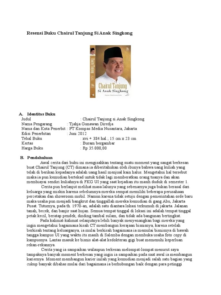 Cerita Singkat Buku Chairul Tanjung Si Anak Singkong – Berbagai Buku