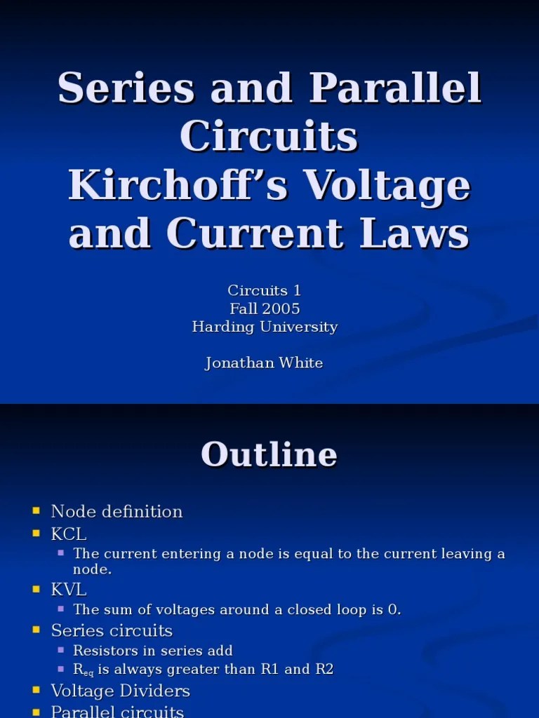 Lecture 3 Series And Parallel KVL KCL | PDF | Series And Parallel ...