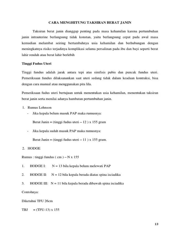 Taksiran Berat Janin | PDF
