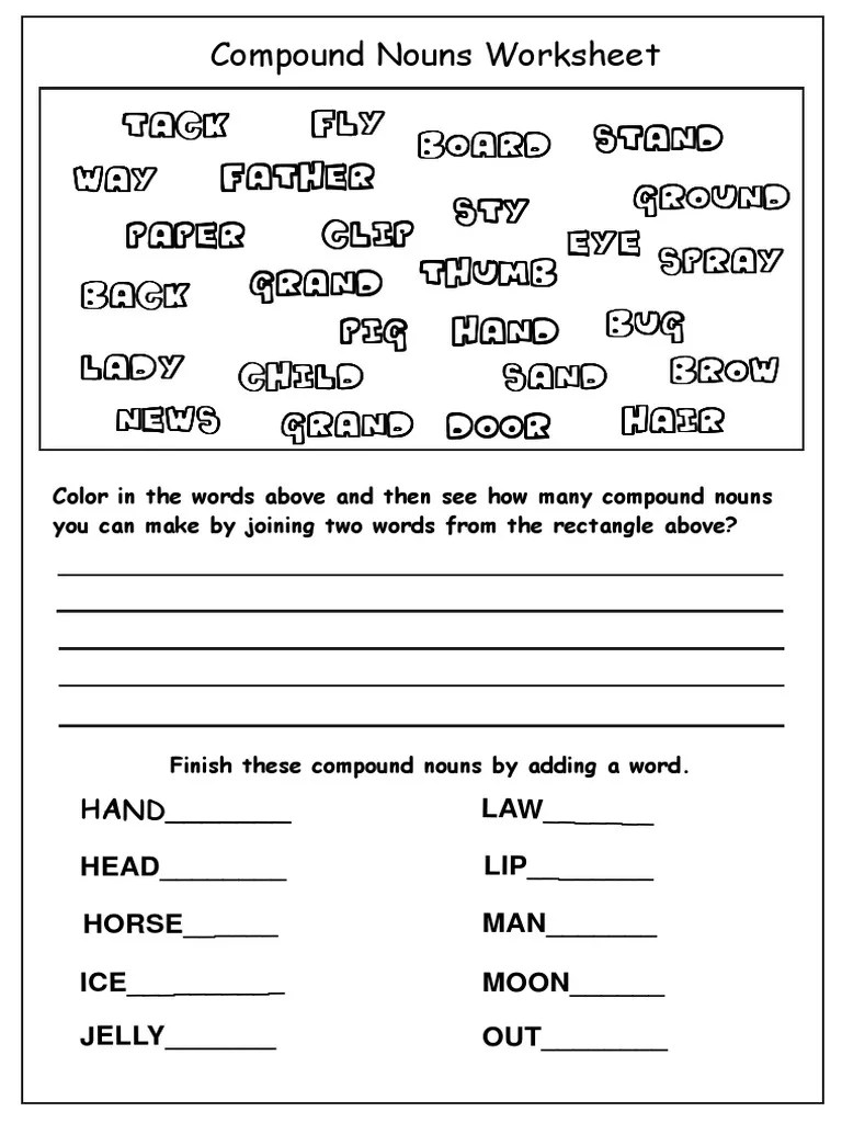 compound nouns worksheetpdf linguistic morphology semantic units