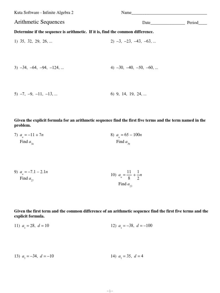 To find out more about the different types of sequences, and how to answer sequence related questions you may find it helpful to look at the introduction to . Arithmetic Sequences Answers Key Pdf Pdf Analysis Mathematical Analysis