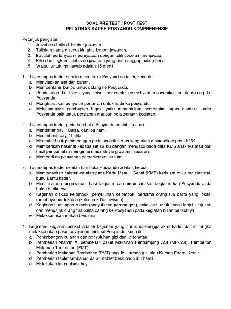 Pre Test - Post Test | PDF