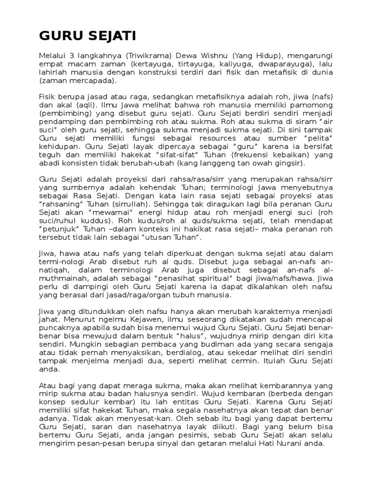 Ajaran pemantapan keyakinan, iiaitu pembukanya kawruh (ilmu) &quot;manunggaling kawula gusti&quot; Guru Sejati