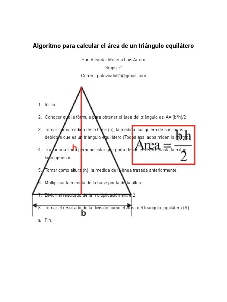 Algoritmo Para Calcular El Área De Un Triángulo Equilátero | PDF