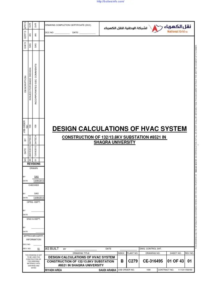 Design Calculations Of Hvac System | PDF | Hvac | Ventilation ...