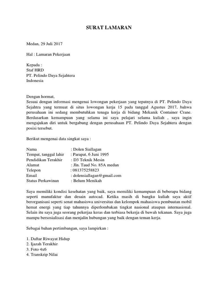 Kami membantu proses rekrutmen di pt tps. Surat Lamaran Pt Pelindo Daya