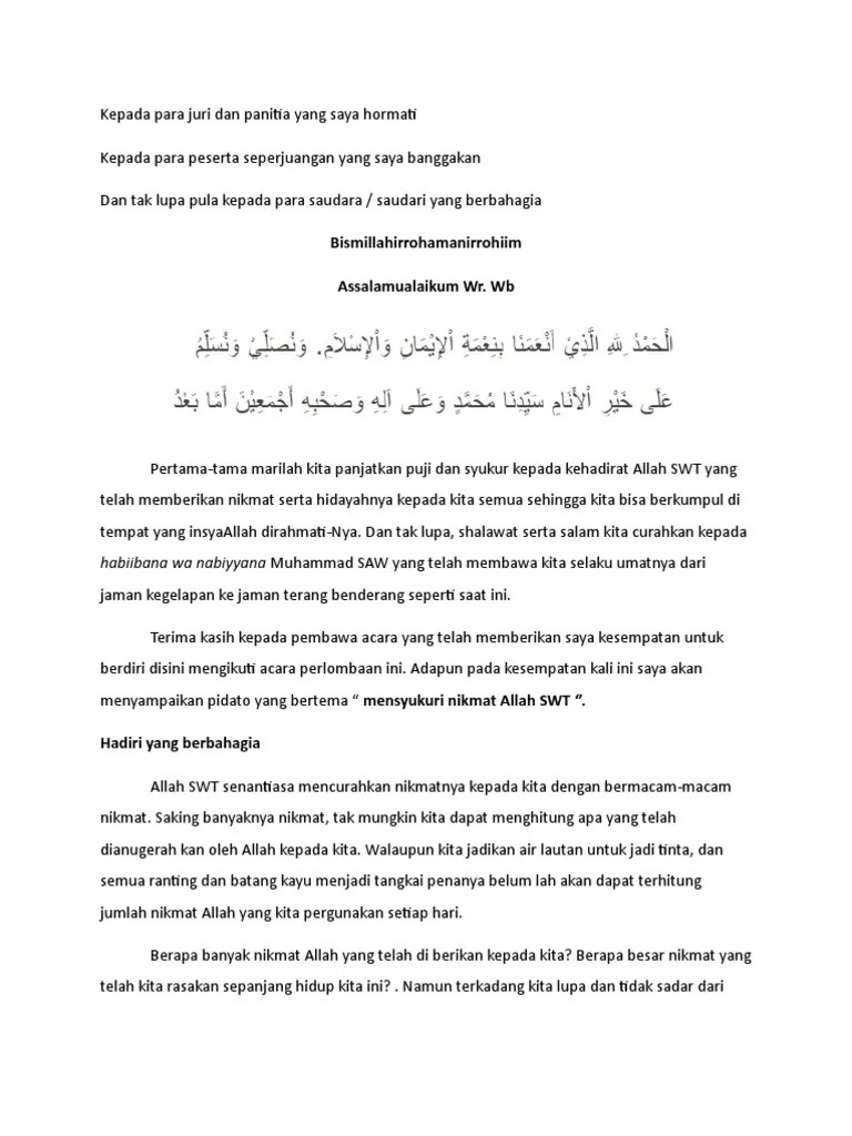 4.ucapan syukur terhadap nikmat yang diberikan allah. Pidato Islam Tema Syukur Pdf