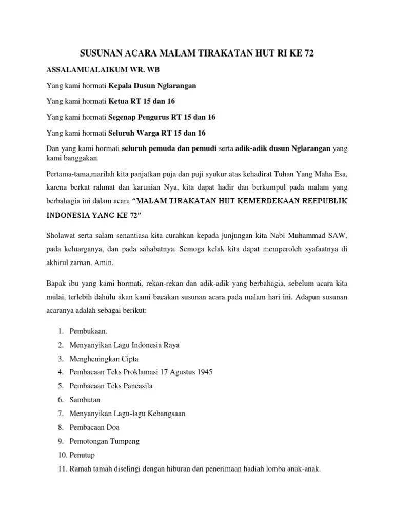 Susunan Acara Malam Tirakatan | PDF