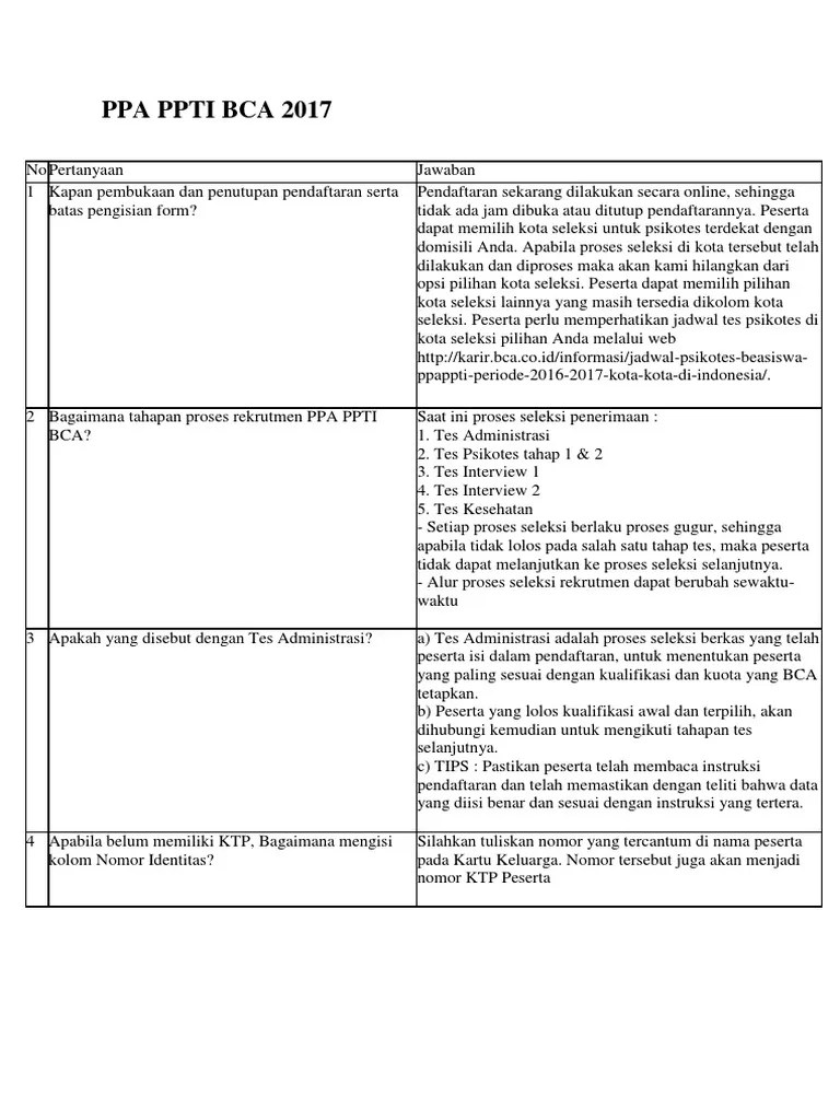 Soal Tes Online Assessment Ppti Bca Jawabanku Id