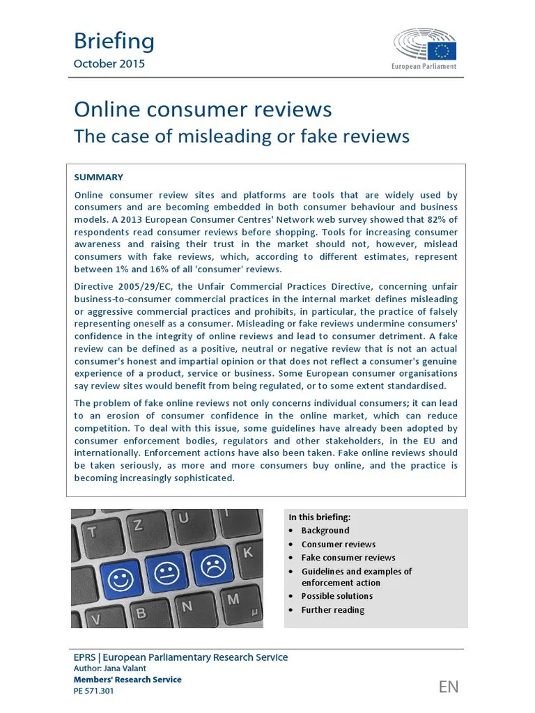 Online Consumer Reviews The Case Of Misleading Or Fake Reviews | PDF ...