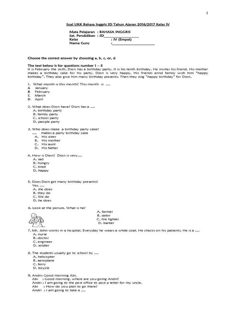 Soal ukk/ uas kelas 3 b. Ukk Bahasa Inggris Kelas 4 Sd Pdf Food And Drink Beverages